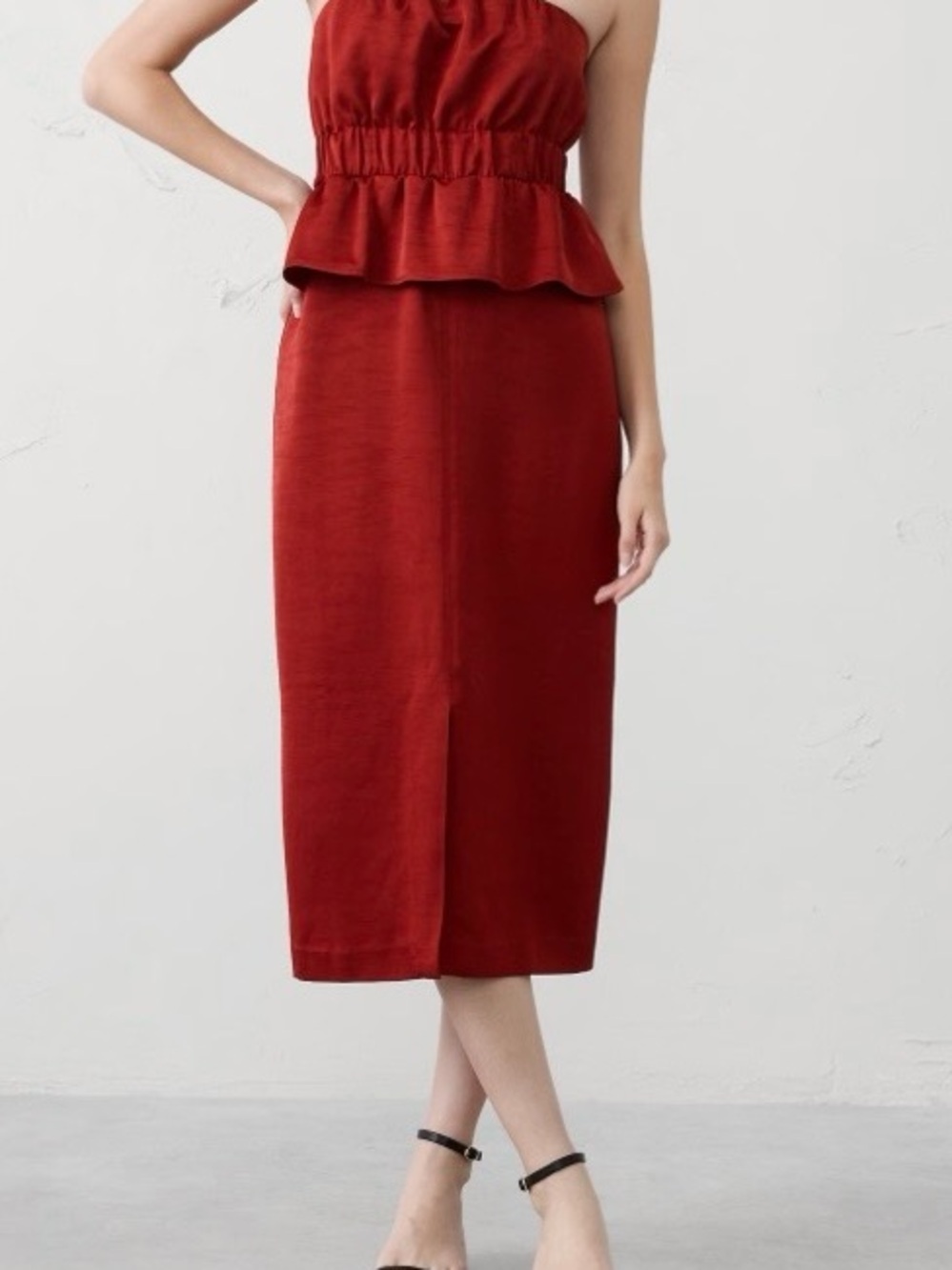 Banana Republic Deep Red Midi Dress Pencil Dress Size 6